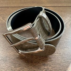 Olive green belt with silver buckle